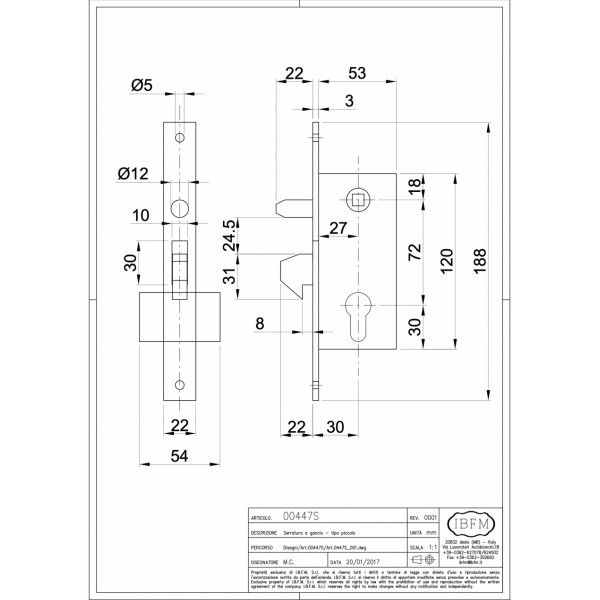 KLJUČAVNICA ZA DRSNA VRATA 447/S