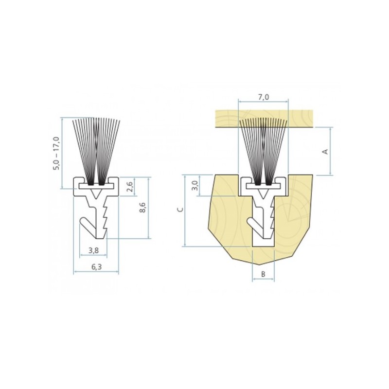 ŠČETKA DX 908 ZA VRATA 2,2 BELA/RJA/ČRNA