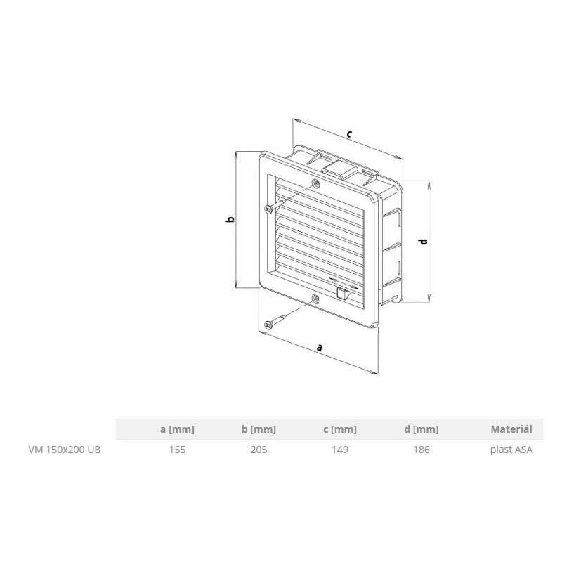 ZRAČNIK VGRADNI 150X200 Z REGULACIJO