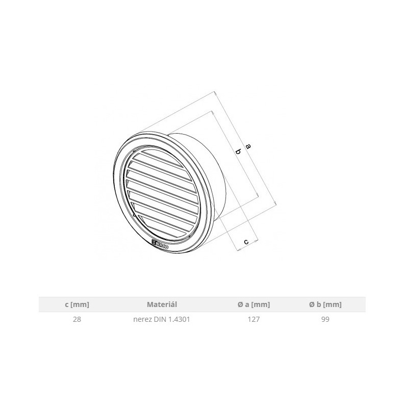 ZRAČNIK VGRADNI FI 100MM Z MREŽO RF