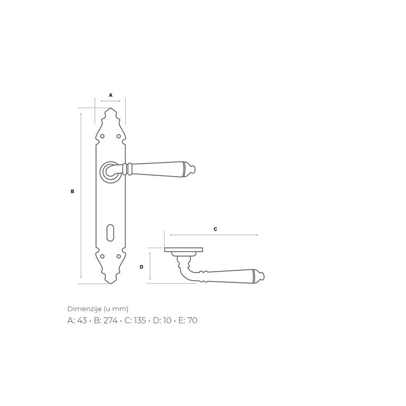 Kljuka simple dimenzija