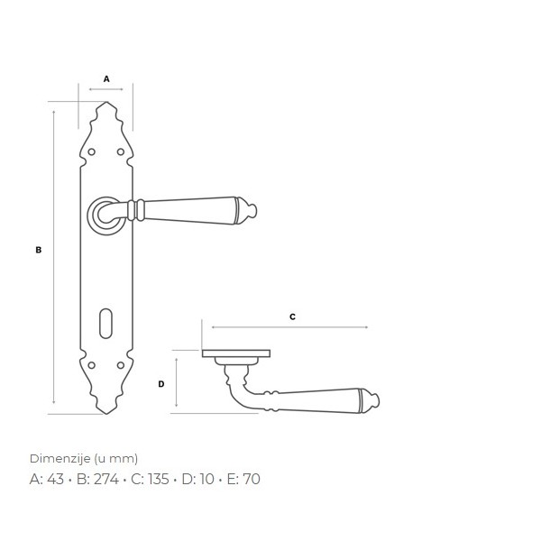 Kljuka simple dimenzija