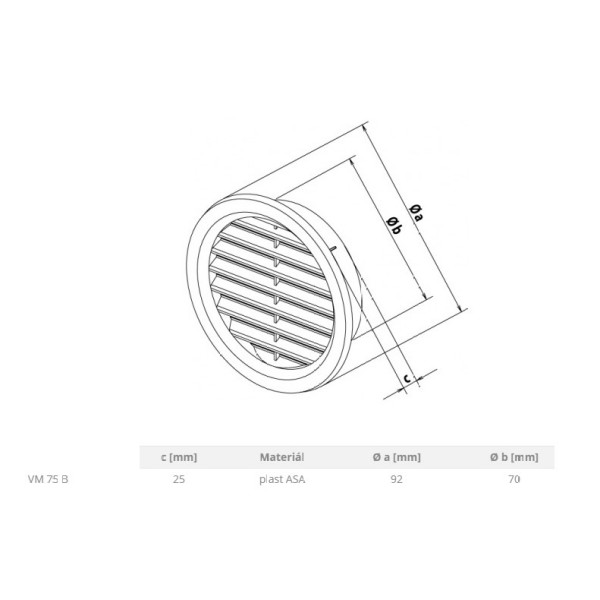 ZRAČNIK FI  93 MM BELI/RJAVI Z MREŽO