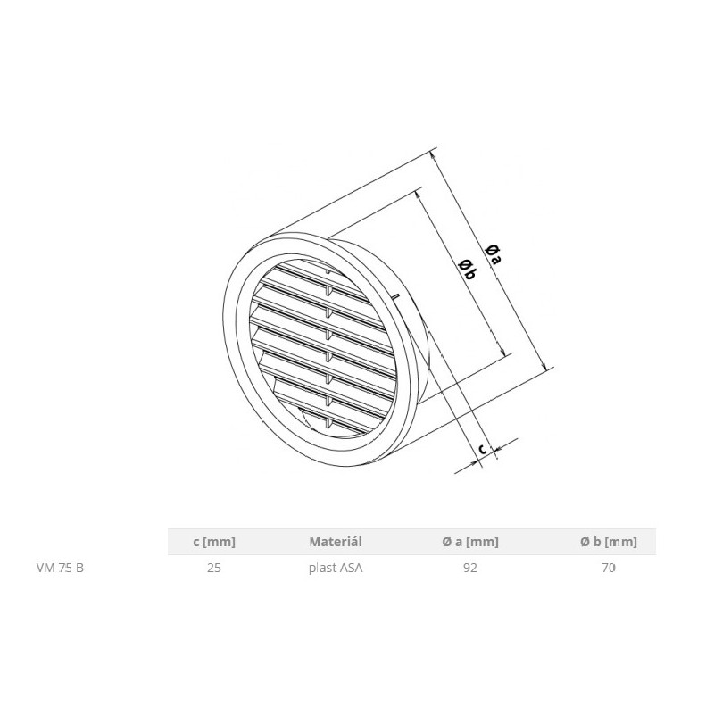 ZRAČNIK FI  93 MM BELI/RJAVI Z MREŽO